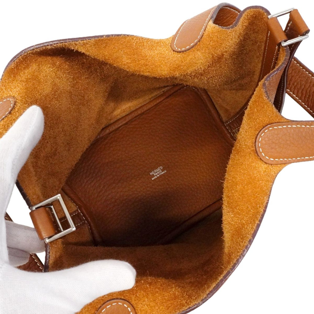 Hermes Handbag Picotin PM Taurillon Clemence Gold Silver — view 4