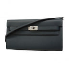 Hermes Shoulder Wallet Kelly Tougo Verso Veau Epsom Black Blue Nuit Silver