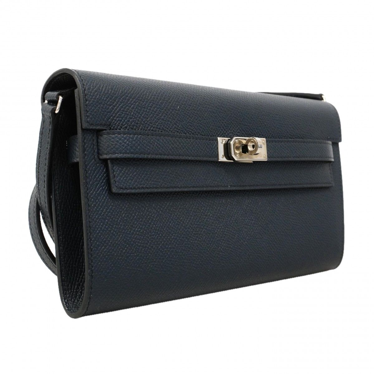 Hermes Shoulder Wallet Kelly Tougo Verso Veau Epsom Black Blue Nuit Silver — view 2