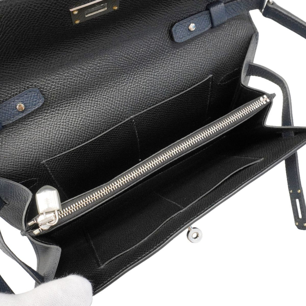Hermes Shoulder Wallet Kelly Tougo Verso Veau Epsom Black Blue Nuit Silver — view 4