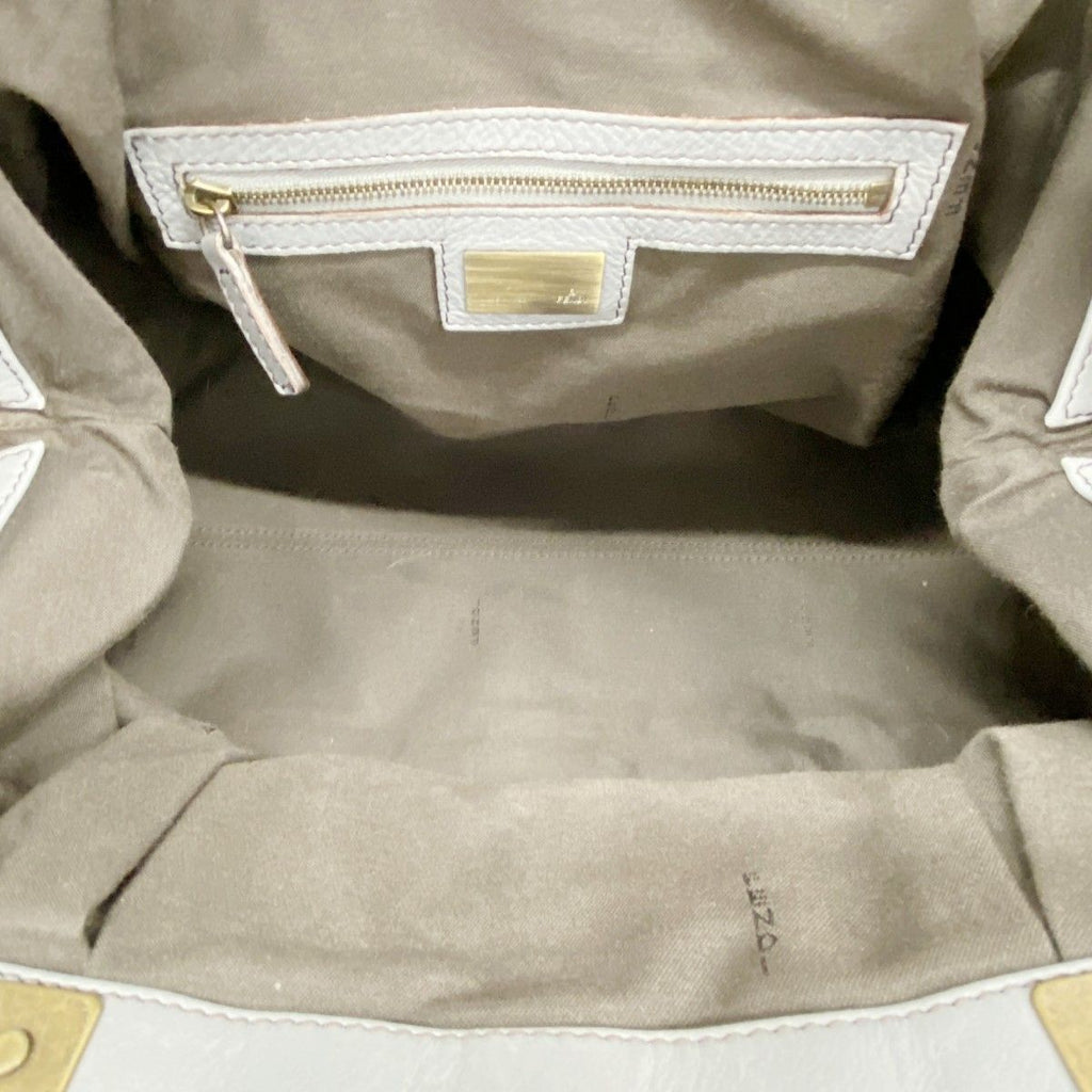 Fendi Shoulder Bag Leather Gray Gold — view 4