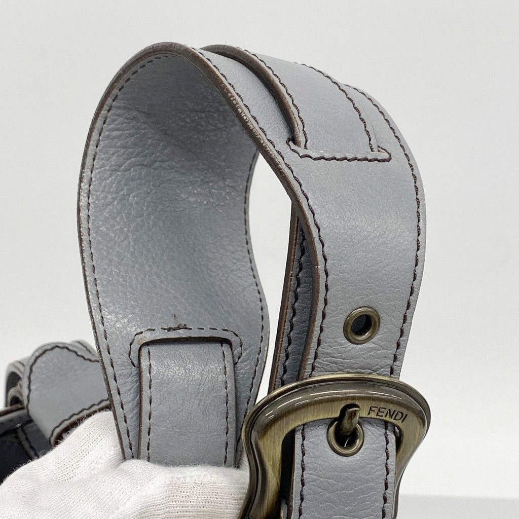 Fendi Shoulder Bag Leather Gray Gold — view 7