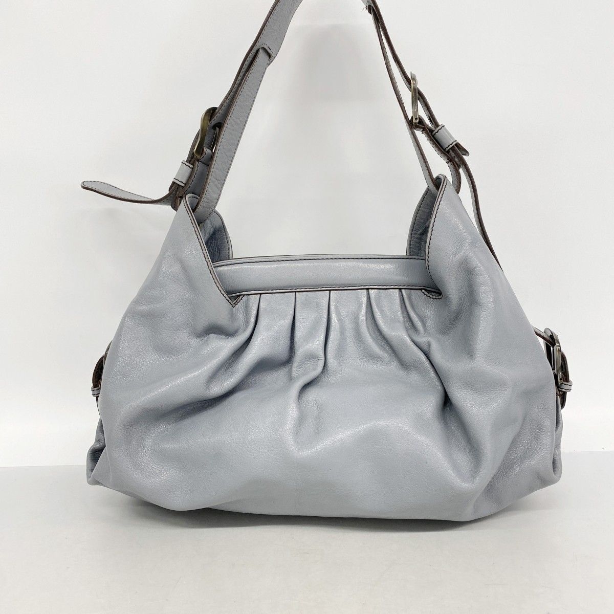 Fendi Shoulder Bag Leather Gray Gold — view 9
