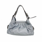 Fendi Shoulder Bag Leather Gray Gold