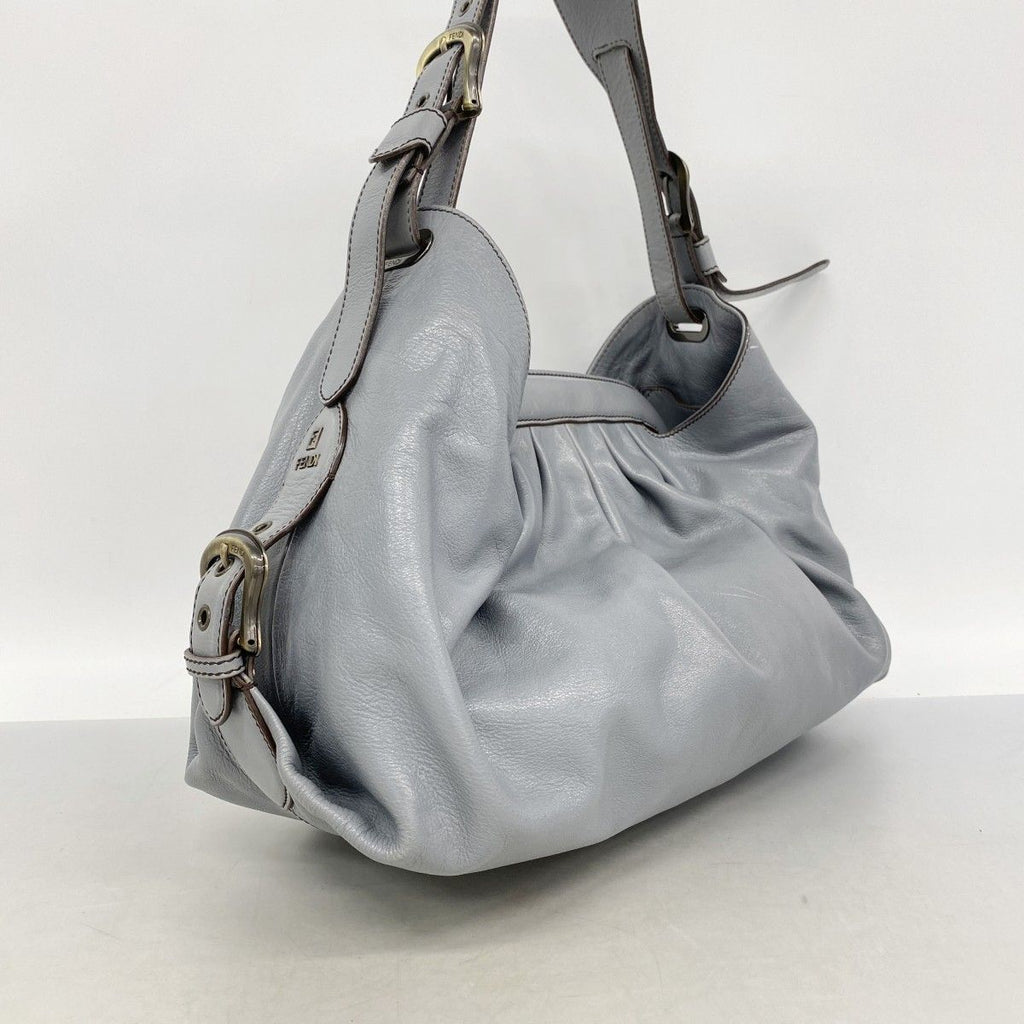 Fendi Shoulder Bag Leather Gray Gold — view 2