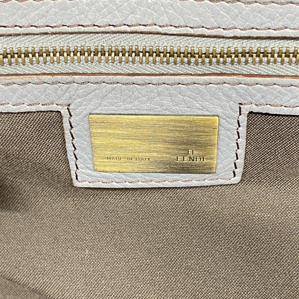 Fendi Shoulder Bag Leather Gray Gold — view 5
