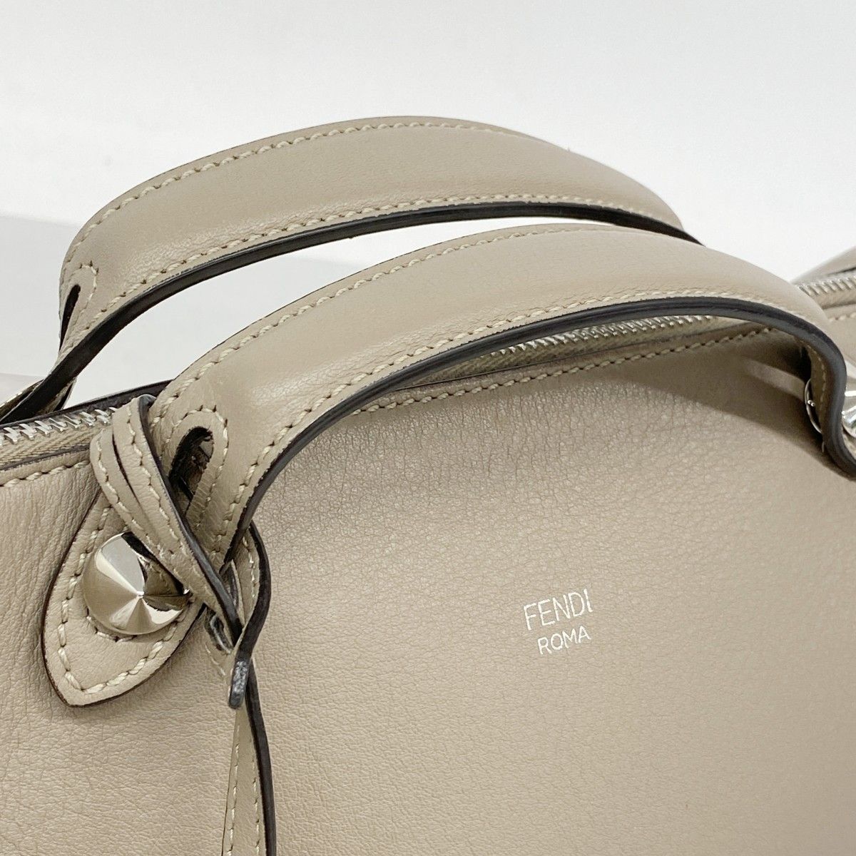 Fendi Handbag by the Way Leather Gray Ju Silver 2-Way — view 7