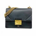 Fendi Shoulder Bag Canyu Leather Black Gold