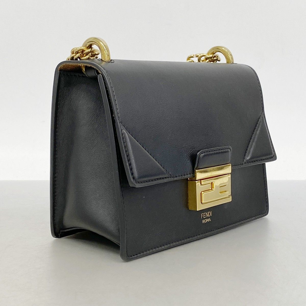 Fendi Shoulder Bag Canyu Leather Black Gold — view 2