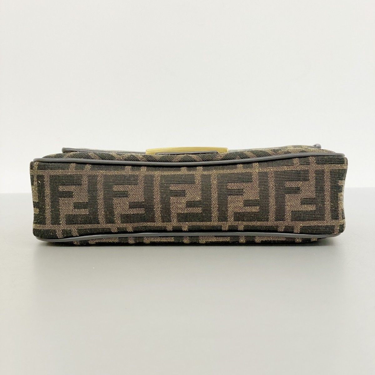 Fendi Shoulder Bag Zucca Midi Nylon Canvas Brown Gold — view 3
