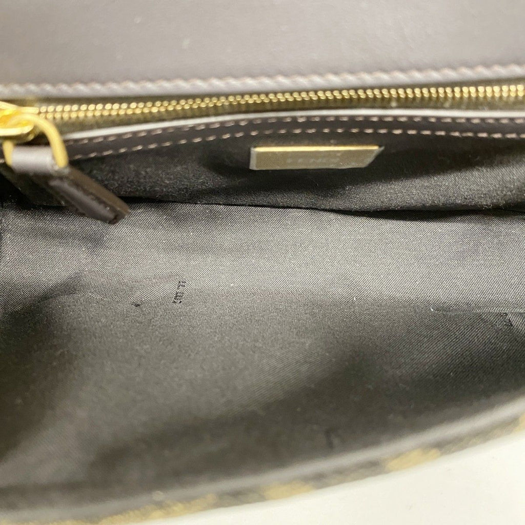 Fendi Shoulder Bag Zucca Midi Nylon Canvas Brown Gold — view 4