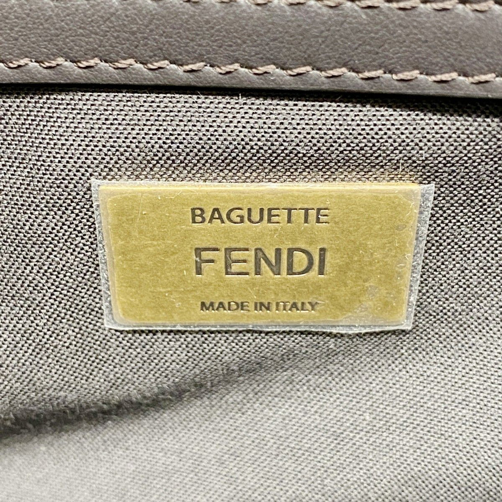 Fendi Shoulder Bag Zucca Midi Nylon Canvas Brown Gold — view 5