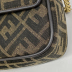 Fendi Shoulder Bag Zucca Midi Nylon Canvas Brown Gold — view 6