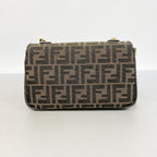 Fendi Shoulder Bag Zucca Midi Nylon Canvas Brown Gold — view 7