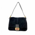 Fendi Handbag Mamma Bucket Suede Black Gold