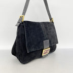 Fendi Handbag Mamma Bucket Suede Black Gold — view 2