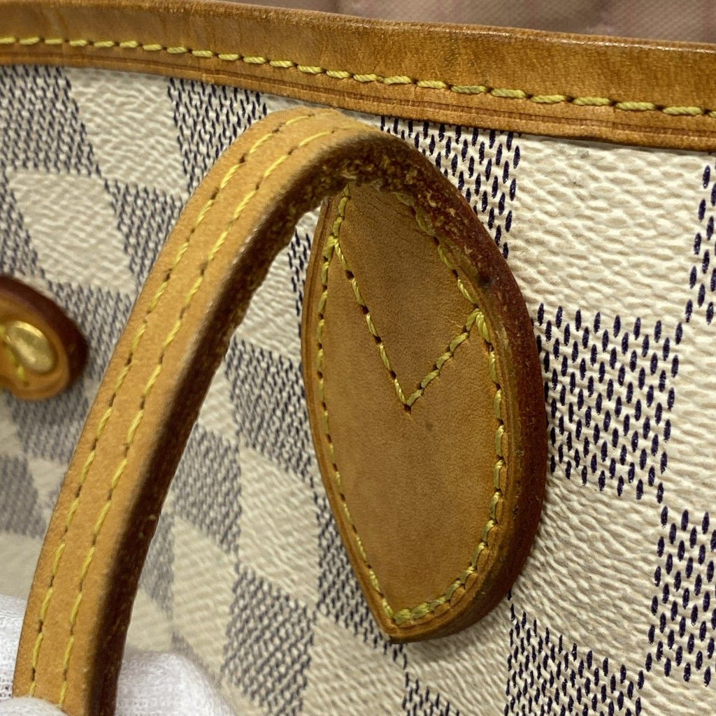 Louis Vuitton Tote Damier Azur Neverfull MM White Rose Velours — view 7