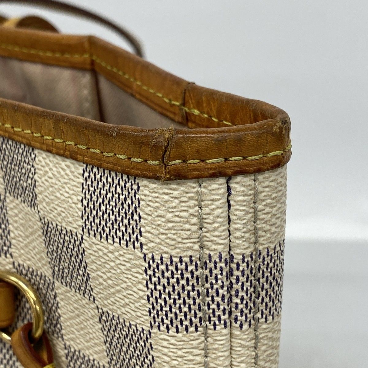 Louis Vuitton Tote Damier Azur Neverfull MM White Rose Velours — view 6