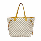 Louis Vuitton Tote Damier Azur Neverfull MM White Rose Velours