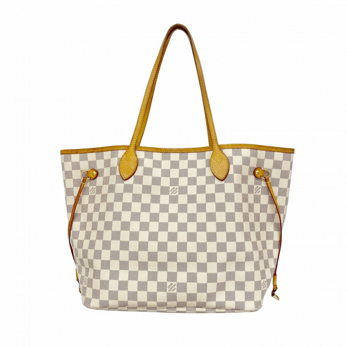 Louis Vuitton Tote Damier Azur Neverfull MM White Rose Velours