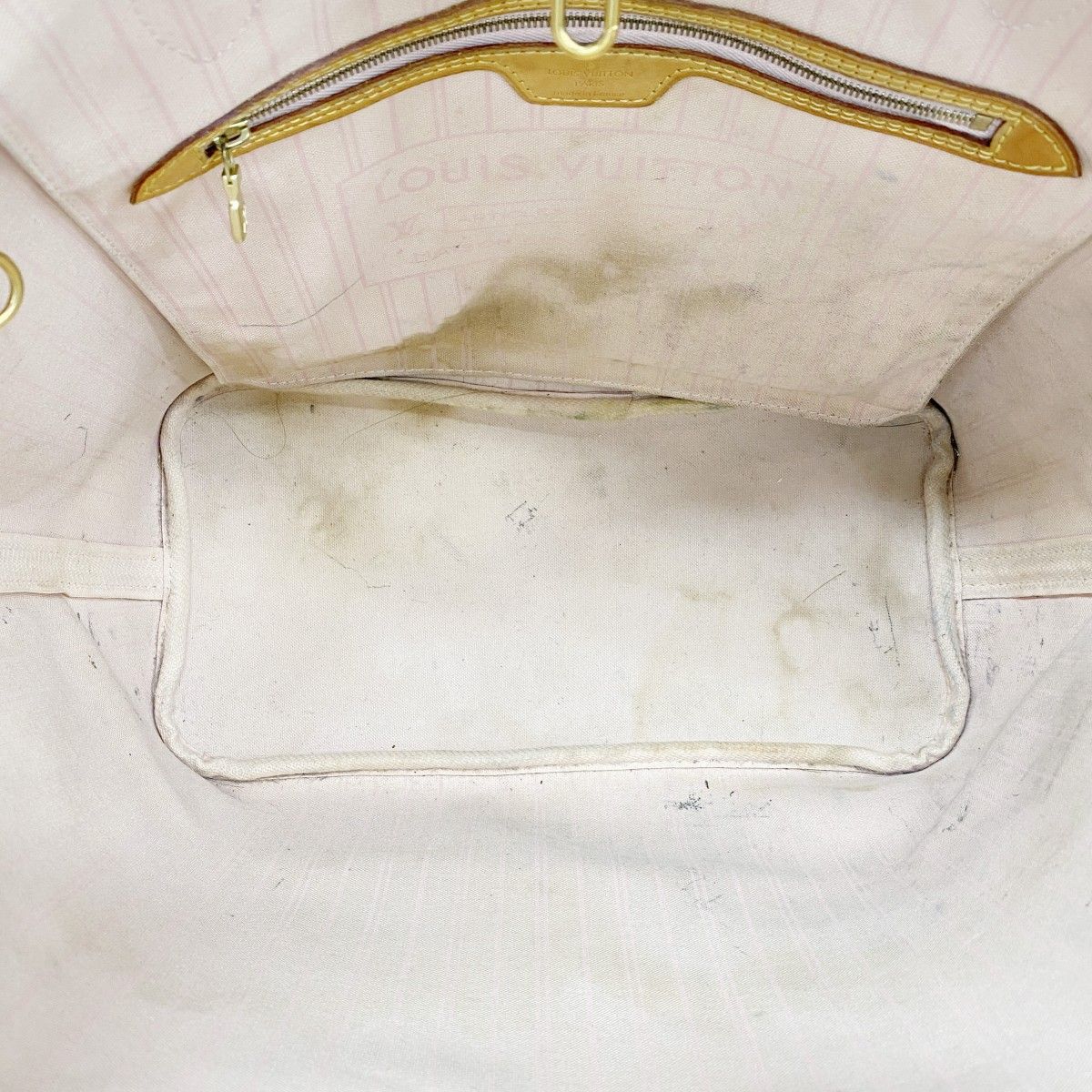 Louis Vuitton Tote Damier Azur Neverfull MM White Rose Velours — view 4