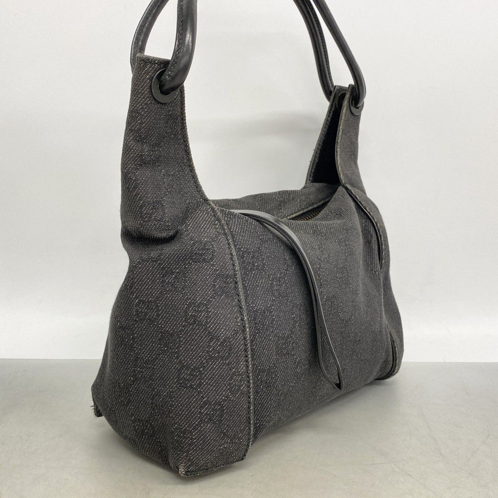 Gucci Shoulder Bag Denim Black Silver — view 2