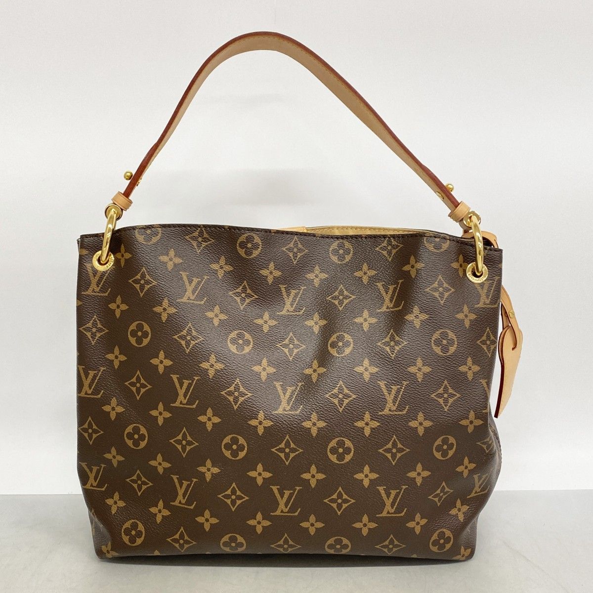 Louis Vuitton Shoulder Bag Monogram Gray Souffle PM Beige — view 8