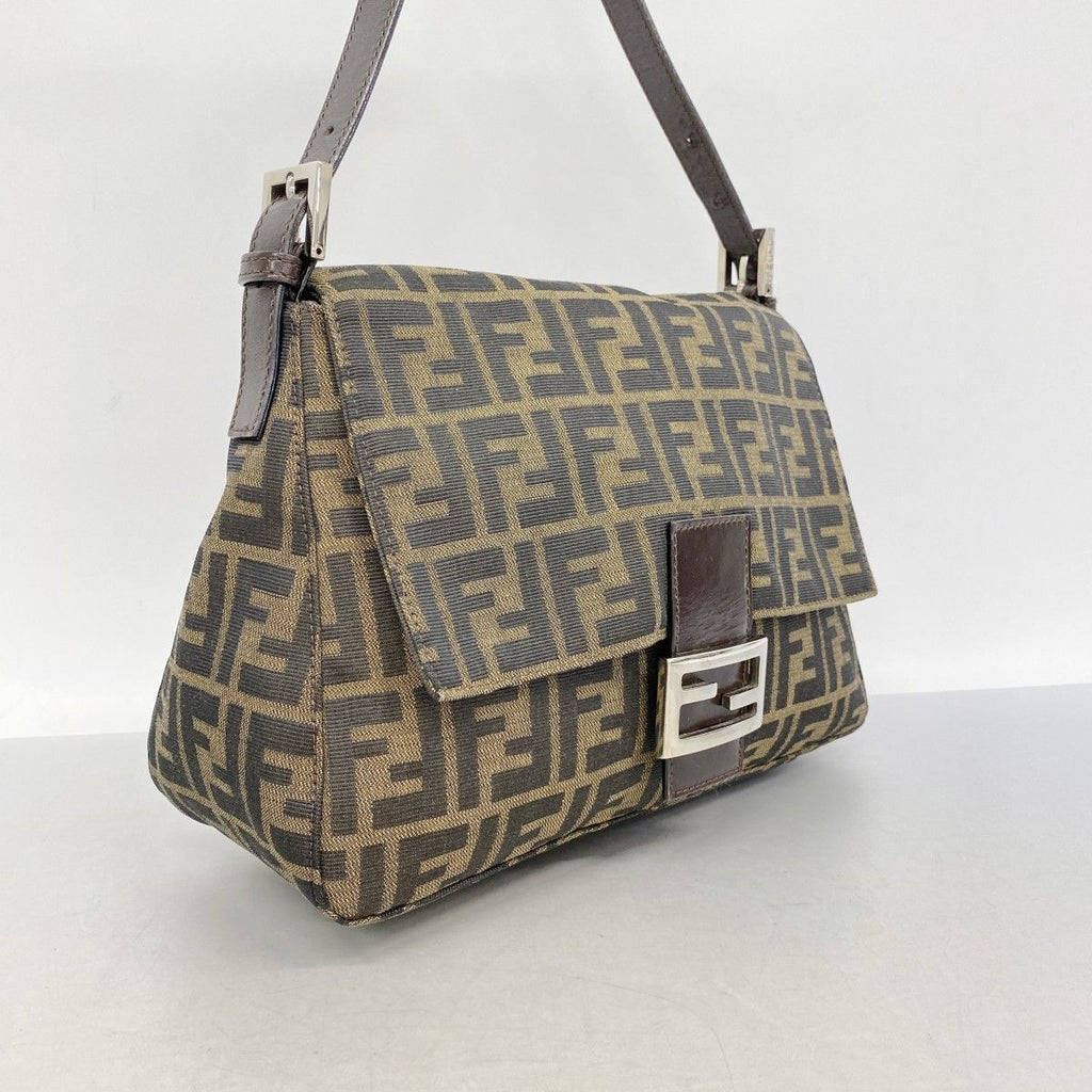 Fendi Handbag Zucca Mamma Bucket Nylon Canvas Brown Silver — view 2
