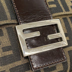 Fendi Handbag Zucca Mamma Bucket Nylon Canvas Brown Silver — view 8