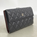 Chanel Wallet Quilted Lambskin Black Silver — view 2