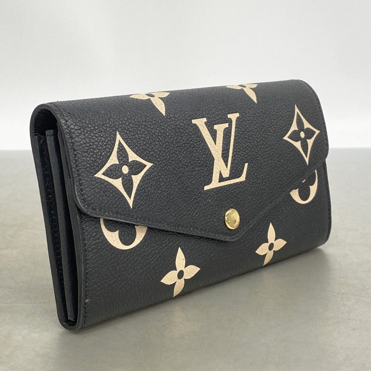 Louis Vuitton Wallet Monogram Empreinte Bicolor Portefeuille Sarah Black Beige — view 2