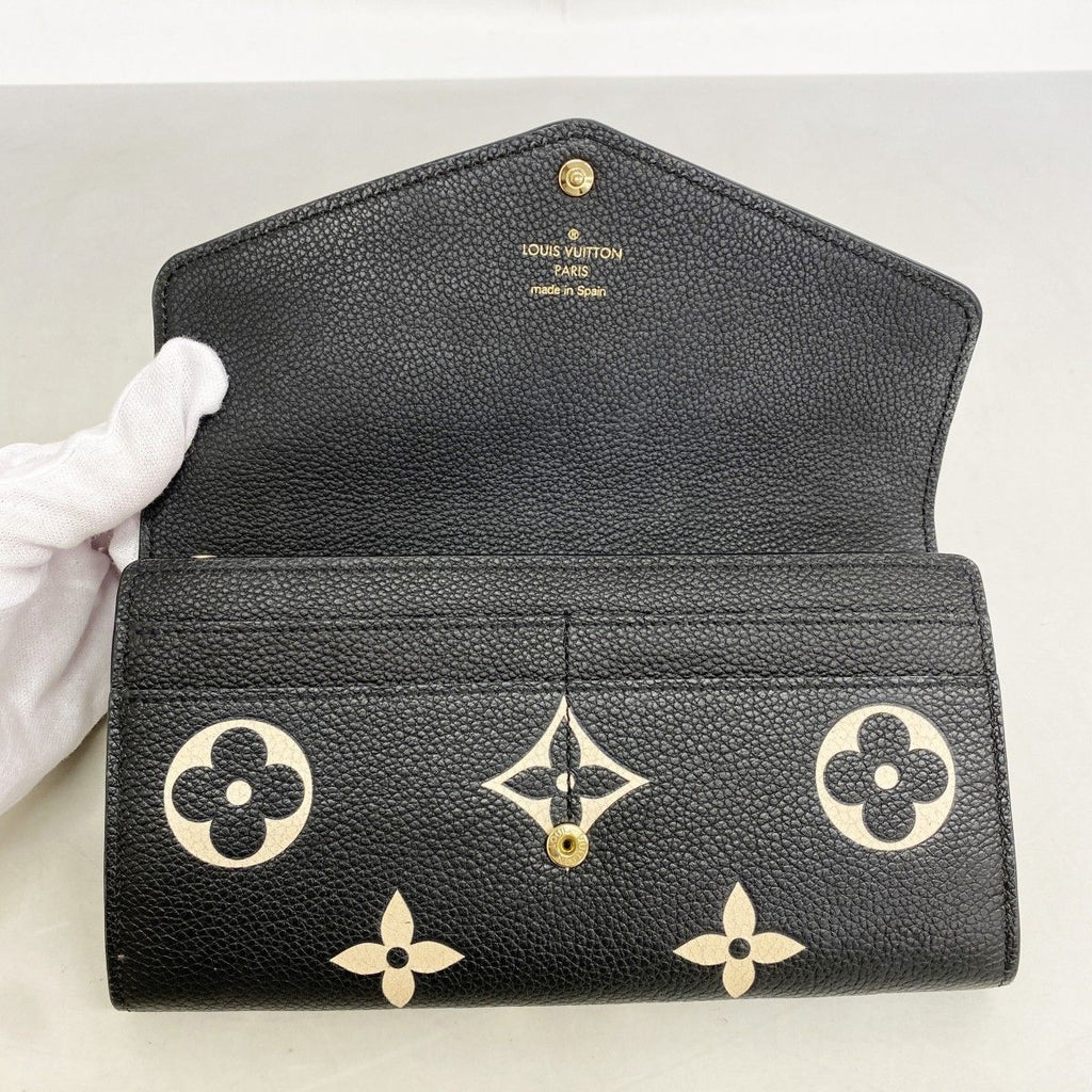 Louis Vuitton Wallet Monogram Empreinte Bicolor Portefeuille Sarah Black Beige — view 8