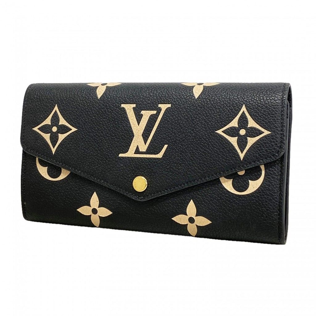 Louis Vuitton Wallet Monogram Empreinte Bicolor Portefeuille Sarah Black Beige