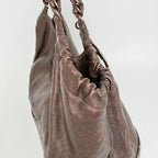 Chanel CC Logo Quilted Chain Tote Shoulder Bag Leather Brown Vintage — view 8