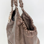 Chanel CC Logo Quilted Chain Tote Shoulder Bag Leather Brown Vintage — view 6