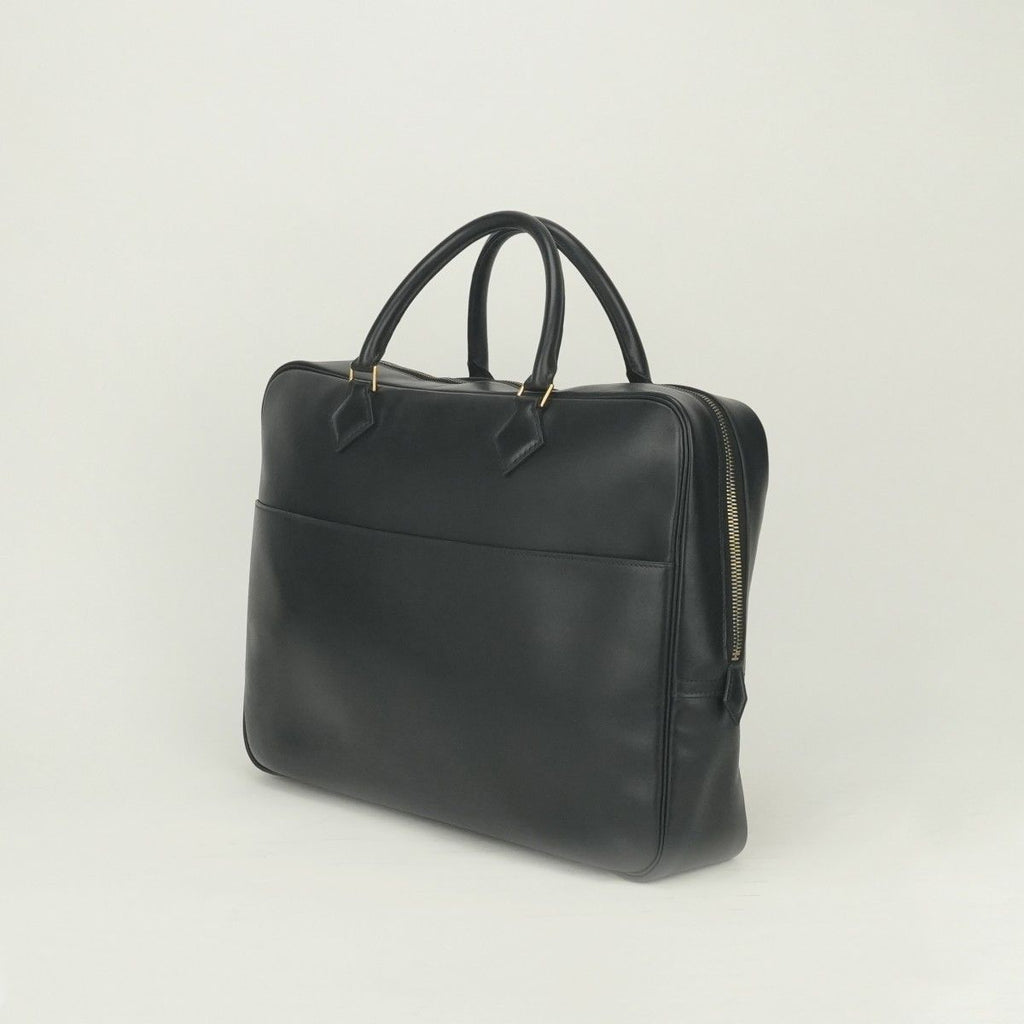 Hermes Plume Doc 38 Business Briefcase Box Calf Noir Black Silver