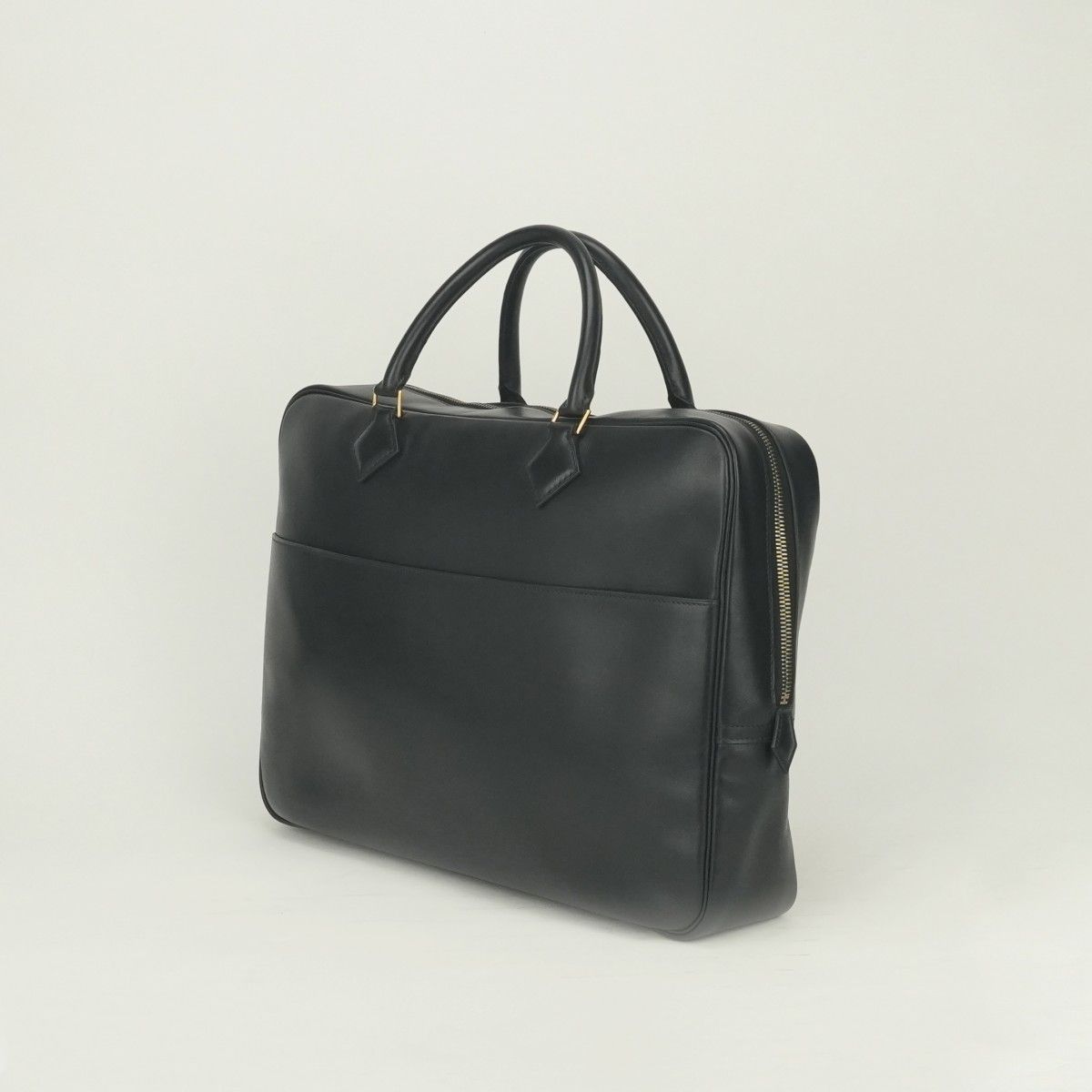 Hermes Plume Doc 38 Business Briefcase Box Calf Noir Black Silver