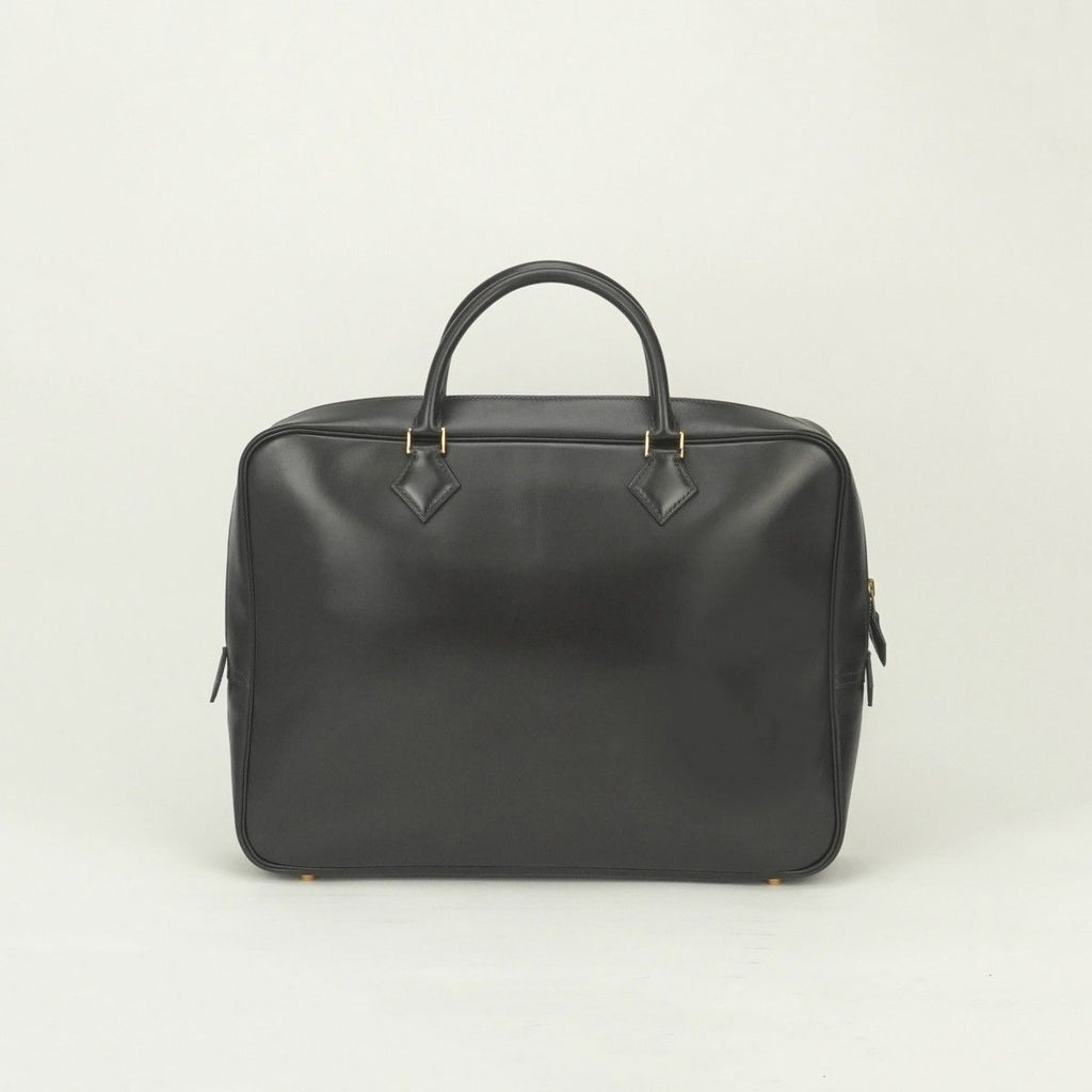 Hermes Plume Dog 38 Business Briefcase Box Calf Havana Brown Gold — view 3