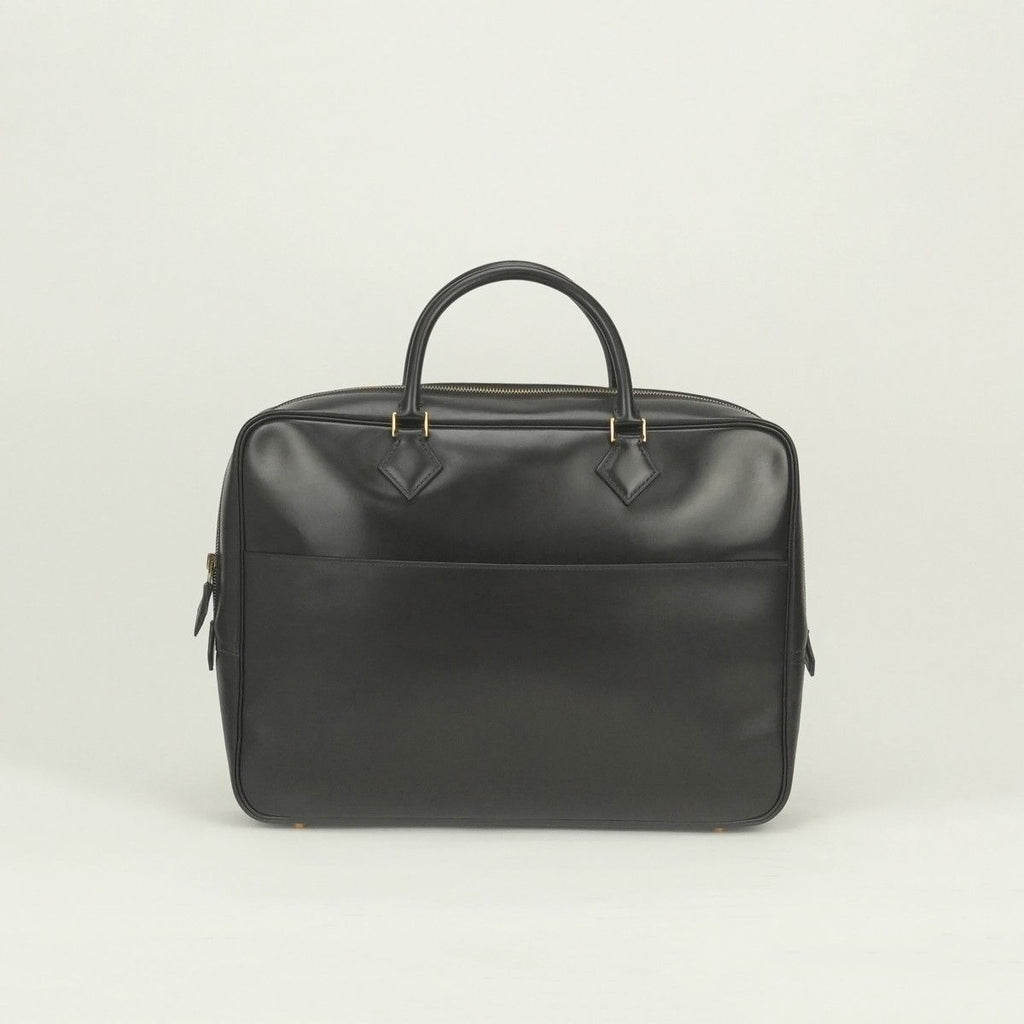 Hermes Plume Dog 38 Business Briefcase Box Calf Havana Brown Gold