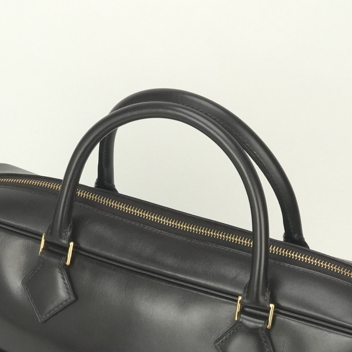Hermes Plume Dog 38 Business Briefcase Box Calf Havana Brown Gold — view 4