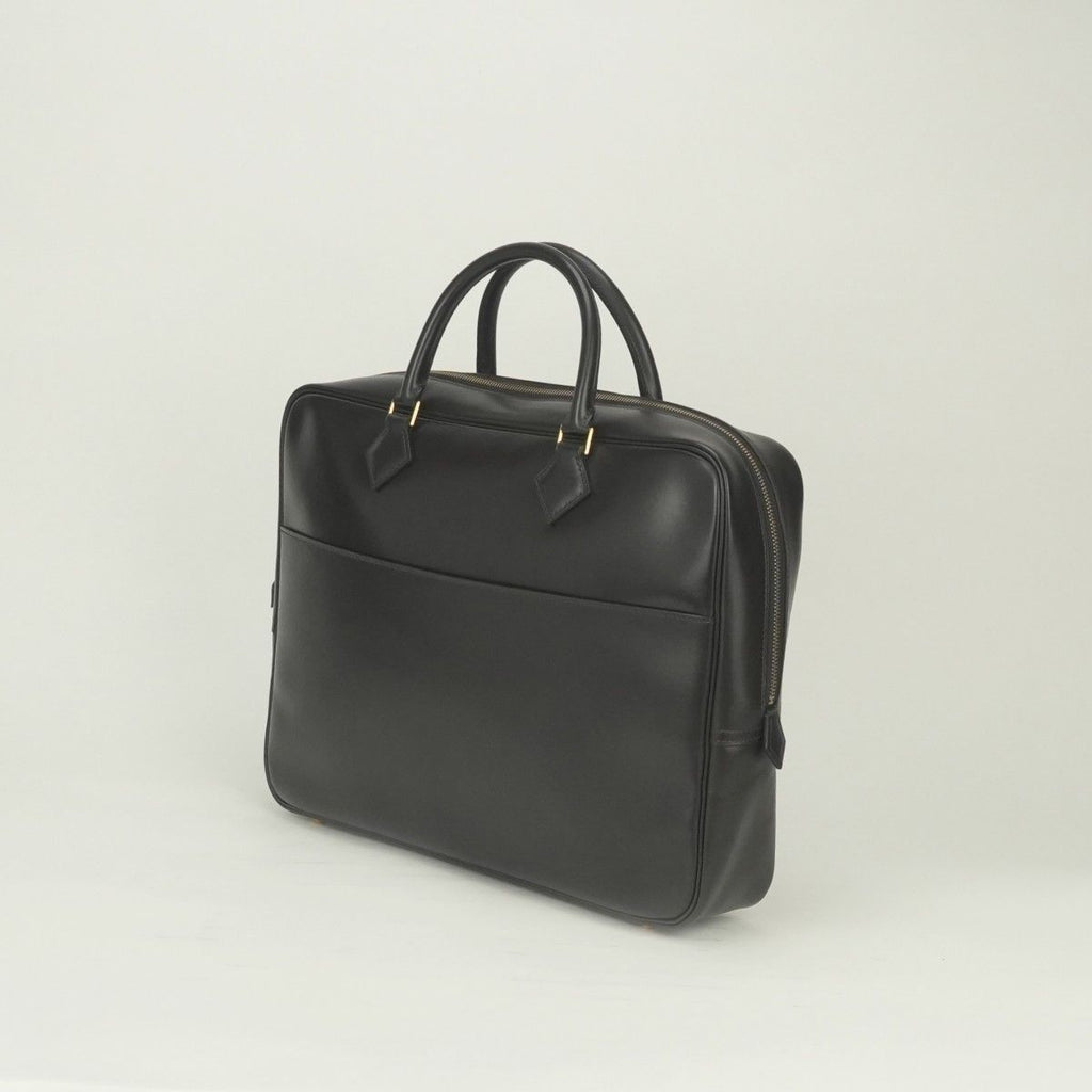 Hermes Plume Dog 38 Business Briefcase Box Calf Havana Brown Gold — view 2