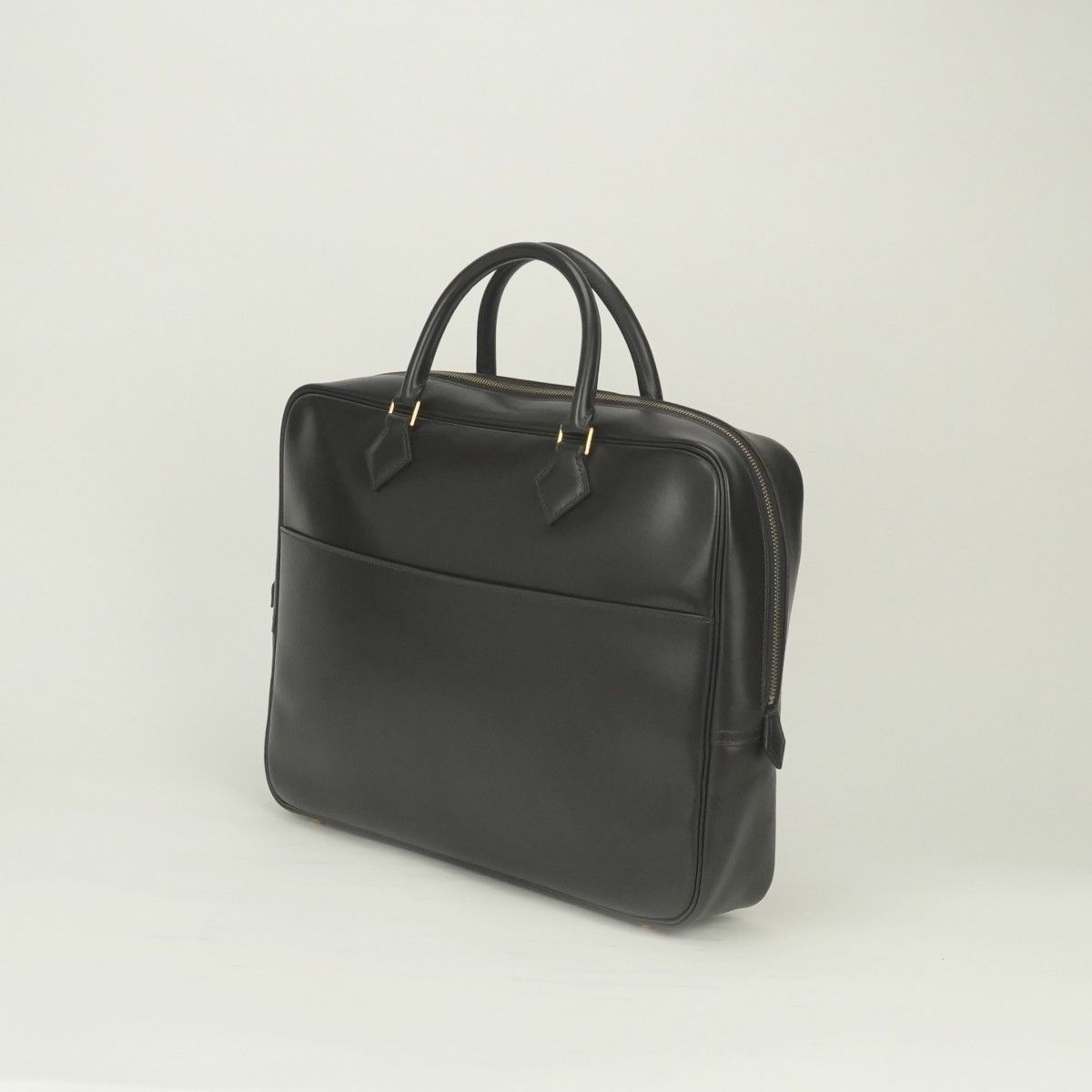 Hermes Plume Dog 38 Business Briefcase Box Calf Havana Brown Gold — view 2