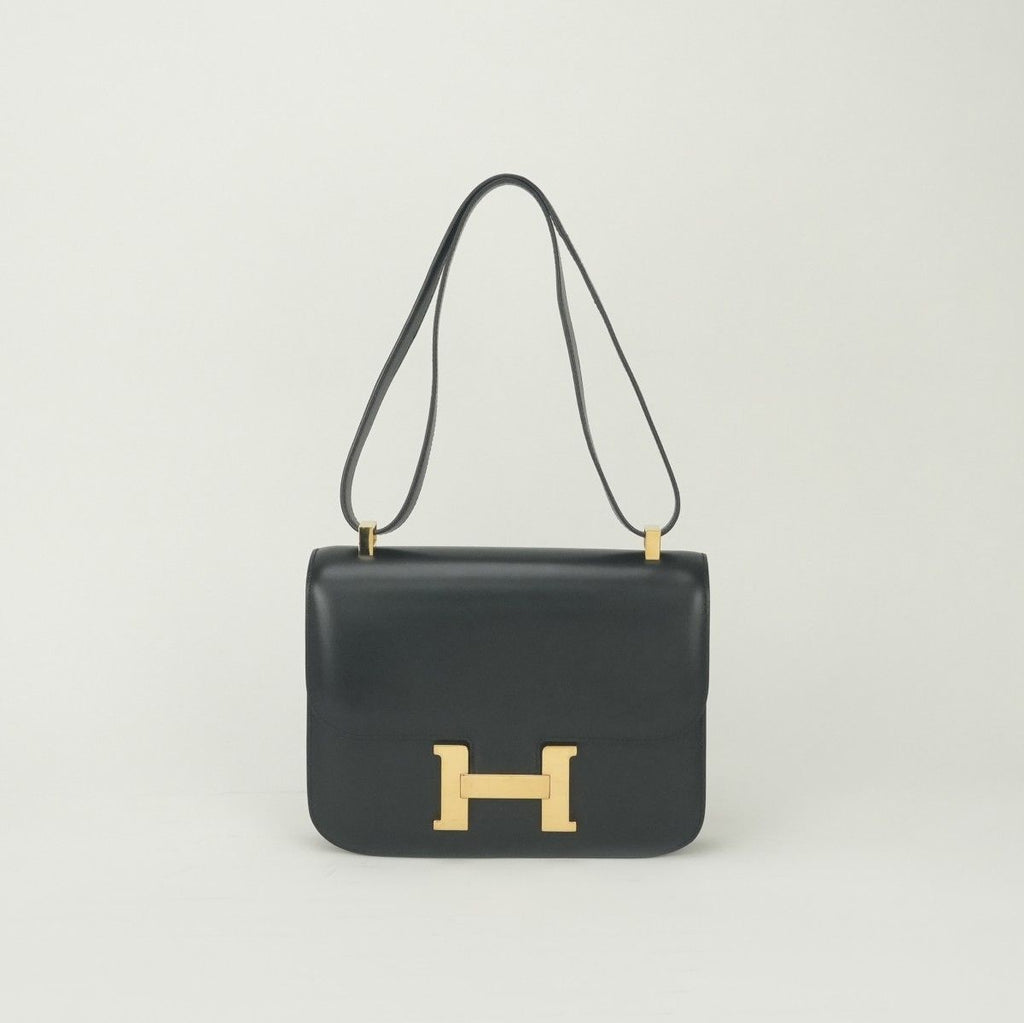 Hermes Constance 23 Shoulder Bag Box Calf Noir Black Gold