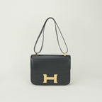 Hermes Constance 23 Shoulder Bag Box Calf Noir Black Gold