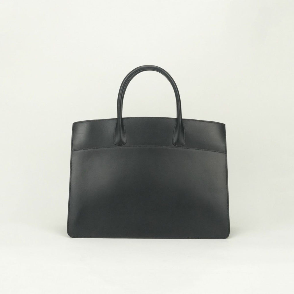 Hermes White Bus GM Business Briefcase Box Calf Noir Black Gold