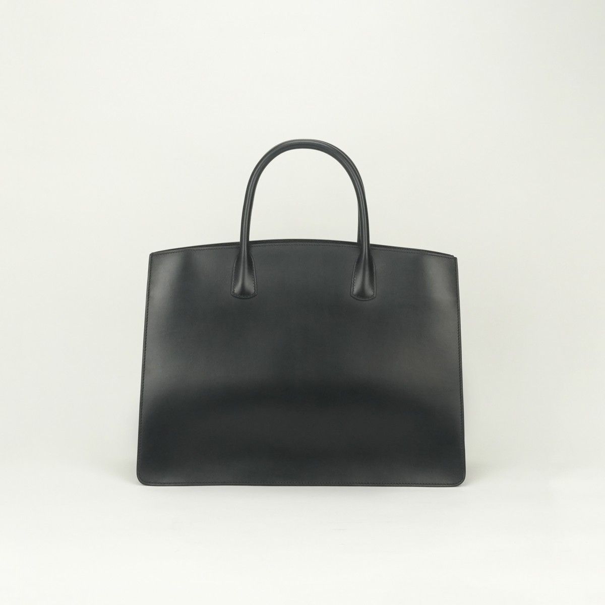 Hermes White Bus GM Business Briefcase Box Calf Noir Black Gold — view 3