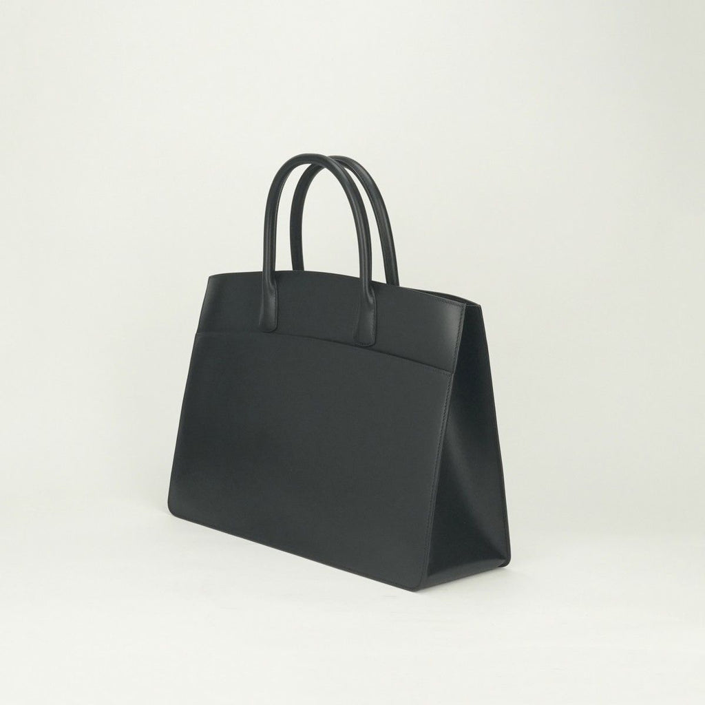Hermes White Bus GM Business Briefcase Box Calf Noir Black Gold — view 2