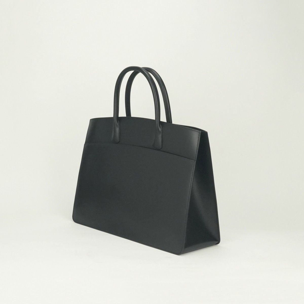 Hermes White Bus GM Business Briefcase Box Calf Noir Black Gold — view 2