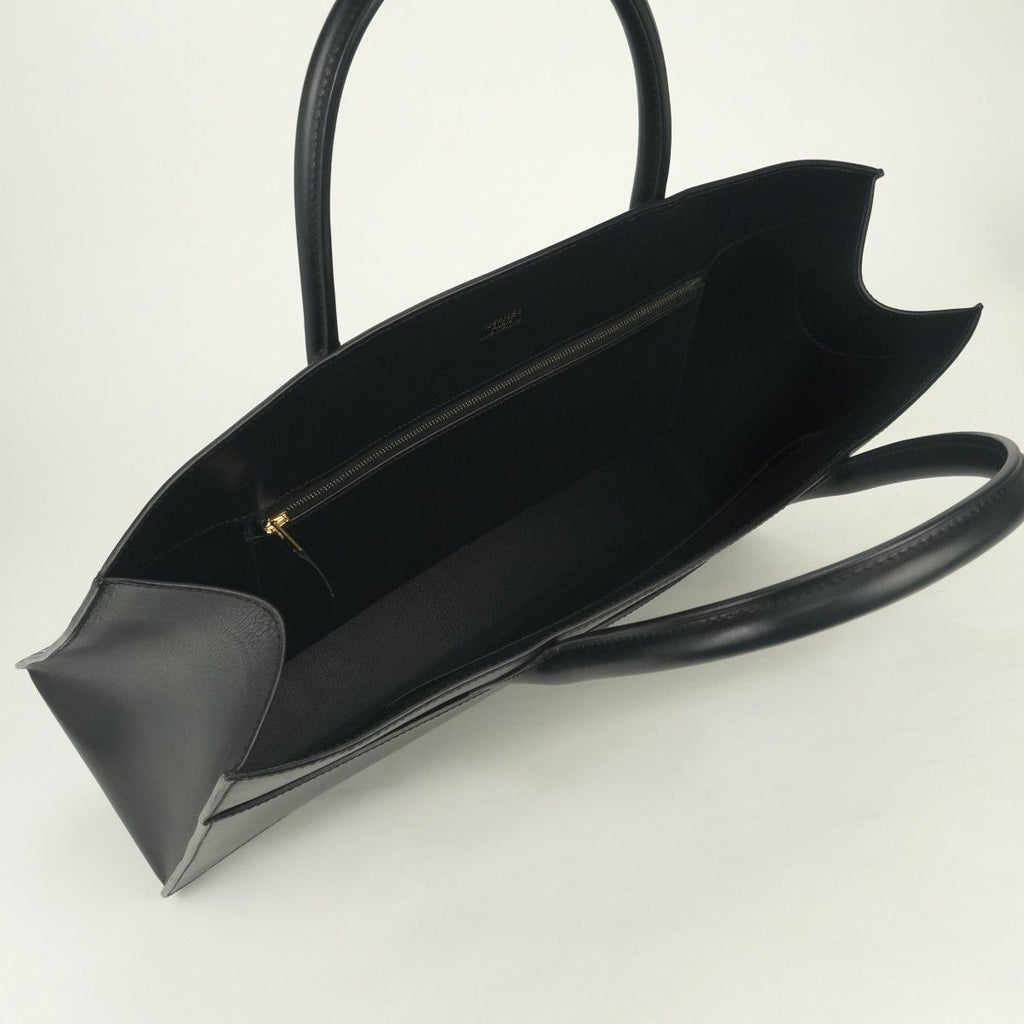 Hermes White Bus GM Business Briefcase Box Calf Noir Black Gold — view 8