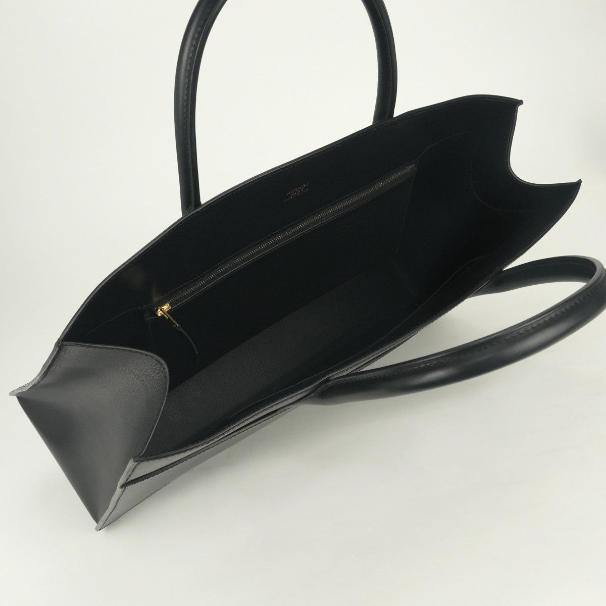 Hermes White Bus GM Business Briefcase Box Calf Noir Black Gold — view 8